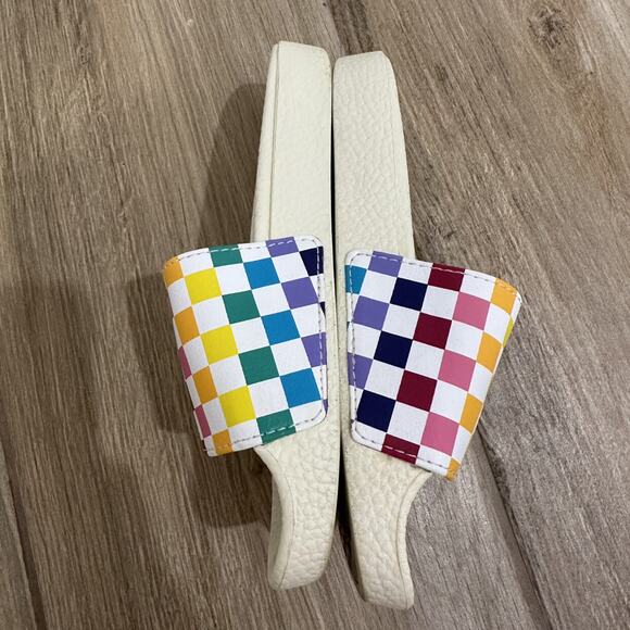 Vans Rainbow Checkers Slides Sandals - Picture 6 of 10